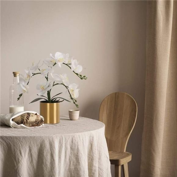 Artificial Orchid Flower with Vase, White Orchid Bonsai Faux Orchid Phalaenopsis - Picture 4 of 6